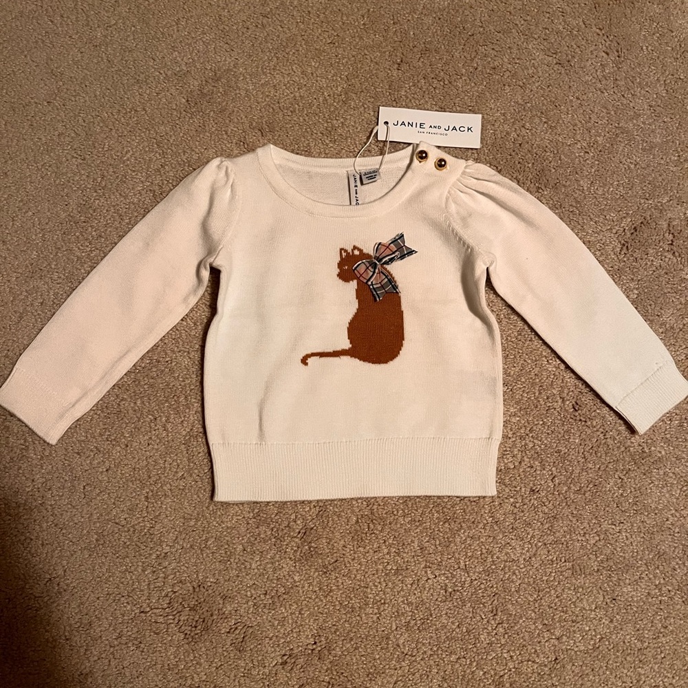 COPY - Janie and Jack baby girl bow cat sweater
